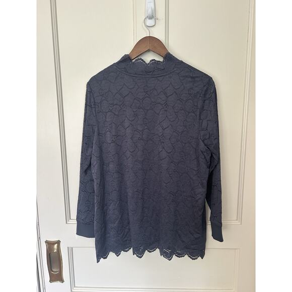 Soft Surroundings Floral Mock Neck Blouse Womens Size PL Charcoal Classic - Picture 3 of 8